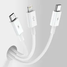 Кабель Baseus Superior Series 3-in-1 Fast Charging Data Cable USB to Lightning+Type-C+MicroUSB 3.5А 0.5m Білий