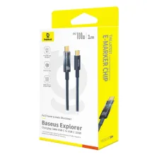 Кабель Baseus Explorer Series Auto Power-Off Fast Charging Data Cable Type-C to Type-C 100W 20V 5A 1m Синій