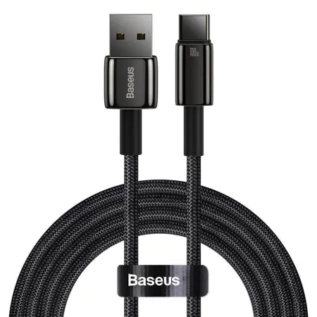Кабель Baseus Tungsten Gold Fast Charging Data Cable USB to Type-C 100W 20V 5A 2m Чорний