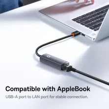 USB Переходник Baseus Lite Series Ethernet 100 Mbps Type-A to RJ45 Сірий