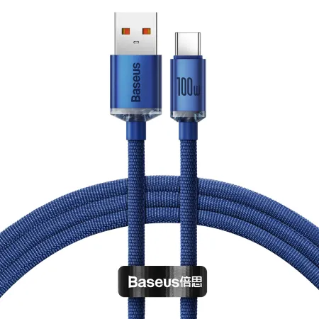 Кабель Baseus Crystal Shine Series Fast Charging Data Cable USB to Type-C 100W 20V 5A 1.2m Синій