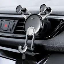 Автодержатель для телефона Baseus YY ehicle в воздуховод с зарядным кабелем Type-C 2A 1м Серебристый