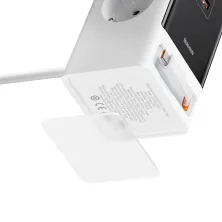 Сетевое зарядное устройство Baseus GaN5 PowerCombo Digital PowerStrip 65W 2AC+USB+Type-C + кабель Baseus Type-C to Type-C 100W 20V/5A 1м Белый