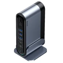 USB-хаб Baseus 16in1 Working Station Multifunctional HUB Adapter Type-C to USB3.0*3, USB2.0*2, SD, microSD, Type-C*2, 4KHDMI, VGA, AUX, RG45 Сірий