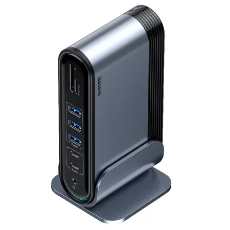 USB-хаб Baseus 16in1 Working Station Multifunctional HUB Adapter Type-C to USB3.0*3, USB2.0*2, SD, microSD, Type-C*2, 4KHDMI, VGA, AUX, RG45 Сірий