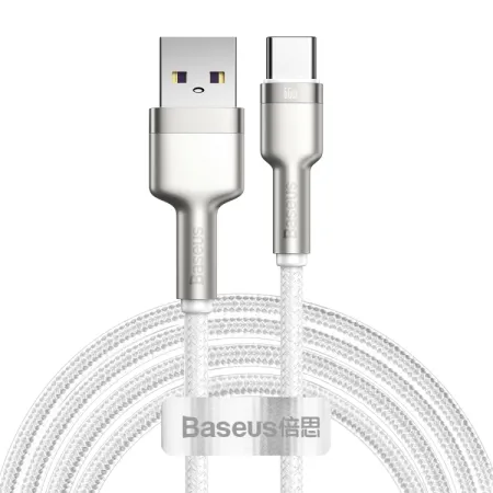 Кабель Baseus Cafule Metal Data Cable USB to Type-C 66W 11V 6A 2m Білий