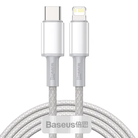 Кабель Baseus High Density Braided Fast Charging Data Cable Type-C to Lightning PD 20W 2m Белый