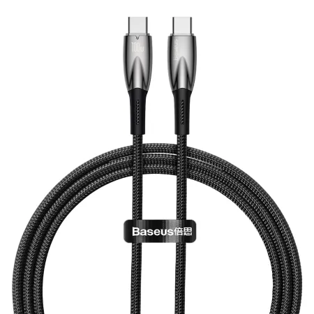 Кабель Baseus Glimmer Series Fast Charging Data Cable Type-C to Type-C 100W 20V 5A 1m Чорний