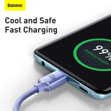 Кабель Baseus Crystal Shine Series Fast Charging Data Cable Type-C to Type-C 100W 20V 5A 1.2m Фіолетовий