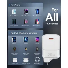 Мережевий зарядний пристрій Baseus GaN5S Fast Charger 1C PD3.0 20W Type-C 3A Білий