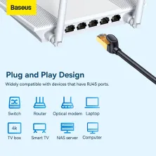 Кабель Baseus High Speed CAT7 Seven Types RJ45 10Gigabit Network Cable Ethernet Круглый 10m Черный