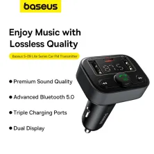FM-трансмиттер Baseus S-09 Lite T-Typed FM Launcher MP3 Car Charger 2USB+Type-C 3.4A Черный