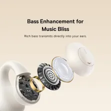 Беспроводные наушники открытого типа Baseus Bass 15 Clip Open-Ear Wireless TWS Earbuds Белый