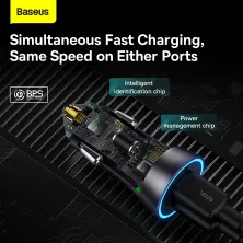 Автомобільний зарядний пристрій Baseus Golden Contactor Pro Dual Quick Charger Car Charger 40W 2Type-C Сірий