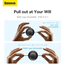 Кабель Baseus Bright Mirror 2 Series Retractable 3-in-1 Fast Charging Data Cable USB to Lightning+Type-C+MicroUSB 3.5А 1.1m Черный