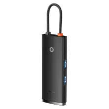 USB-хаб Baseus 6in1 Lite Series 6-Port Type-C HUB Adapter Type-C to USB3.0*2, Type-C(PD)*1, 4KHDMI, TF, SD  Чорний