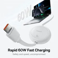 Кабель Baseus Free2Pull Mini Charging Data Cable Type-C to Type-C 60W 1m Белый
