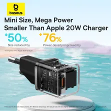 Сетевое зарядное устройство Baseus GaN5 Mini Fast Charger 1C PD3.0 20W Type-C 3A + кабель Baseus Type-C to Type-C 100W 20V/5A 1м Черный