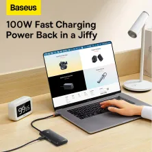 USB-хаб Baseus 5in1 Lite Series 5-Port Type-C HUB Adapter Type-C to USB3.0*3, Type-C(PD)*1, 4KHDMI Чорний