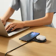 Бездротовий зарядний пристрій Baseus Digital LED Display 2in1 Wireless Charger з технологією Qi 20W Чорний