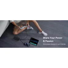 УМБ Baseus Adaman 24000mAh 140W 6A з технологією QC3.0+PD3.0 USB+2Type-C+ кабель Type-C to Type-C 100W 20V/5A 1м Чорний