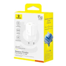 Мережевий зарядний пристрій Baseus PicoGo GaN6 Pro Fast Charger 1C PD3.0 45W Type-C 3A Білий
