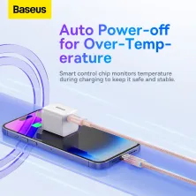 Кабель Baseus Explorer Series with Smart Temperature Control Fast Charging Data Cable Type-C to Lightning PD 20W 1m Рожевий