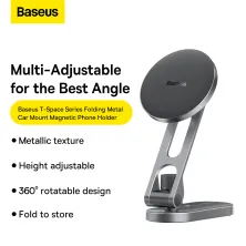 Автодержатель для телефона магнитный Baseus T-Space Series Folding Metal Car Mount Magnetic на торпедо Черный