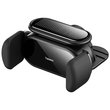 Автодержатель на солнечной батарее для телефона Baseus Steel Cannon pro Solar Electric Car Mount на торпедо Черный