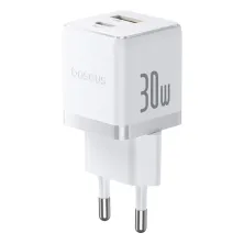 Мережевий зарядний пристрій Baseus Palm Fast Charger QC3.0+PD3.0 30W USB+Type-C 3A + Кабель Type-C to Type-C 60W 20V/3A 1м Білий