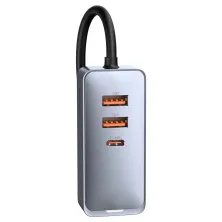 Автомобільний зарядний пристрій Baseus Share Together PPS multi-port Fast Charging Car Charge 120W 2USB+2Type-C з подовжувачем 1.5м Сірий