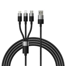 Кабель Baseus StarSpeed 3-in-1 Fast Charging Data Cable USB to Lightning+Type-C+MicroUSB 3.5А 1.2m Черный
