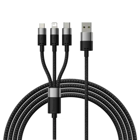 Кабель Baseus StarSpeed 3-in-1 Fast Charging Data Cable USB to Lightning+Type-C+MicroUSB 3.5А 1.2m Чорний