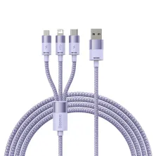 Кабель Baseus StarSpeed 3-in-1 Fast Charging Data Cable USB to Lightning+Type-C+MicroUSB 3.5А 1.2m Фіолетовий
