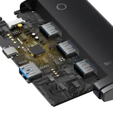 USB-хаб Baseus 4in1 Lite Series 4-Port Type-C HUB Adapter Type-C to USB3.0*4 кабель 2м Чорний
