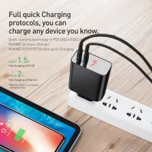 Сетевое зарядное устройство Baseus Speed PPS Intelligent Power-off QC4.0+PD3.0 45W USB+Type-C 6A Черный