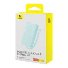 УМБ Baseus Magnetic Mini Wireless Fast Charge 10000mAh 30W 3A QC3.0+PD3.0 з функцією MagSafe та Qi 15W і Type-C 30W кабелем Блакитний