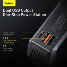 Пускозарядний пристрій Бустер Baseus MAX Car Jamp Starter Super Energy 3in1 12V 20000mAh 2000A з функцією Павербанка 5V/3A та LED фонарика Чорний