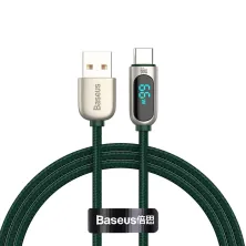 Кабель Baseus Display Series Fast Charging Data Cable USB to Type-C 66W 11V 6A 1m Зелений
