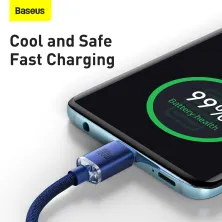 Кабель Baseus Crystal Shine Series Fast Charging Data Cable Type-C to Type-C 100W 20V 5A 1.2m Синий