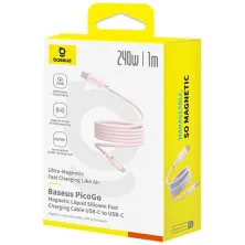 Кабель Baseus PicoGo Magnetic Liquid Silicone Series Fast Charging Data Cable Type-C to Type-C 240W 1m Рожевий