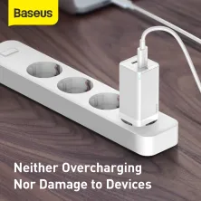 Мережевий зарядний пристрій Baseus GaN Mini PD3.0 45W 2Type-C 3A + кабель Baseus Type-C to Type-C 60W 20V/3A 1м Білий