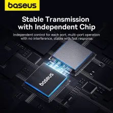 USB-хаб Baseus 4in1 PortalJoy 4-Port Type-A HUB Adapter Type-A to USB3.0*3, RJ45 Сірий
