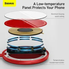 Бездротовий зарядний пристрій Baseus Simple Mini Magnetic з функцією MagSafe і Qi 15W Червоний