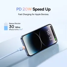 Кабель Baseus Discolor Series Fast Charging Data Cable Type-C to Lightning PD 20W 2m Блакитний
