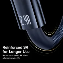 Кабель Baseus Explorer Series Auto Power-Off Fast Charging Data Cable USB to Lightning 2.4A 1m Синий