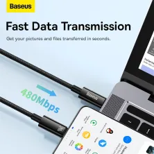 Кабель Baseus Tungsten Gold Fast Charging Data Cable Type-C to Type-C 240W 1m Чорний