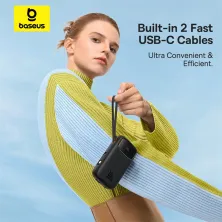 УМБ Baseus Qpow2 Dual-Cable 20000mAh 30W з технологією QC3.0+PD3.0 и 2*Type-C 30W кабелем Чорний