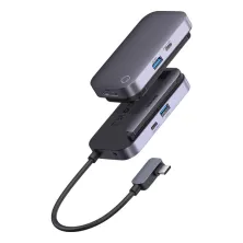 USB-хаб Baseus 4in1 PadJoy 4-Port Type-C HUB Adapter Type-C to USB3.0*1, Type-C*1, 4KHDMI, AUX Сірий
