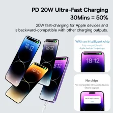 Кабель Baseus Gem Series Fast Charging Data Cable Type-C to Lightning PD 20W 1m Білий